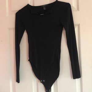 Black ribbed bodysuit